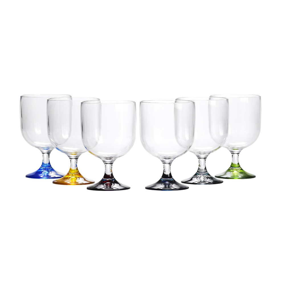 6 petits verres empilables avec pied coloré. 6 petits verres empilables avec pied coloré.