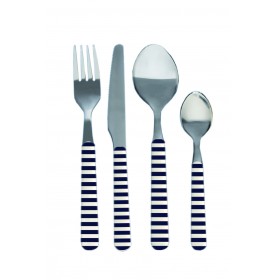 Couverts avec manche bleu et rayures blanches