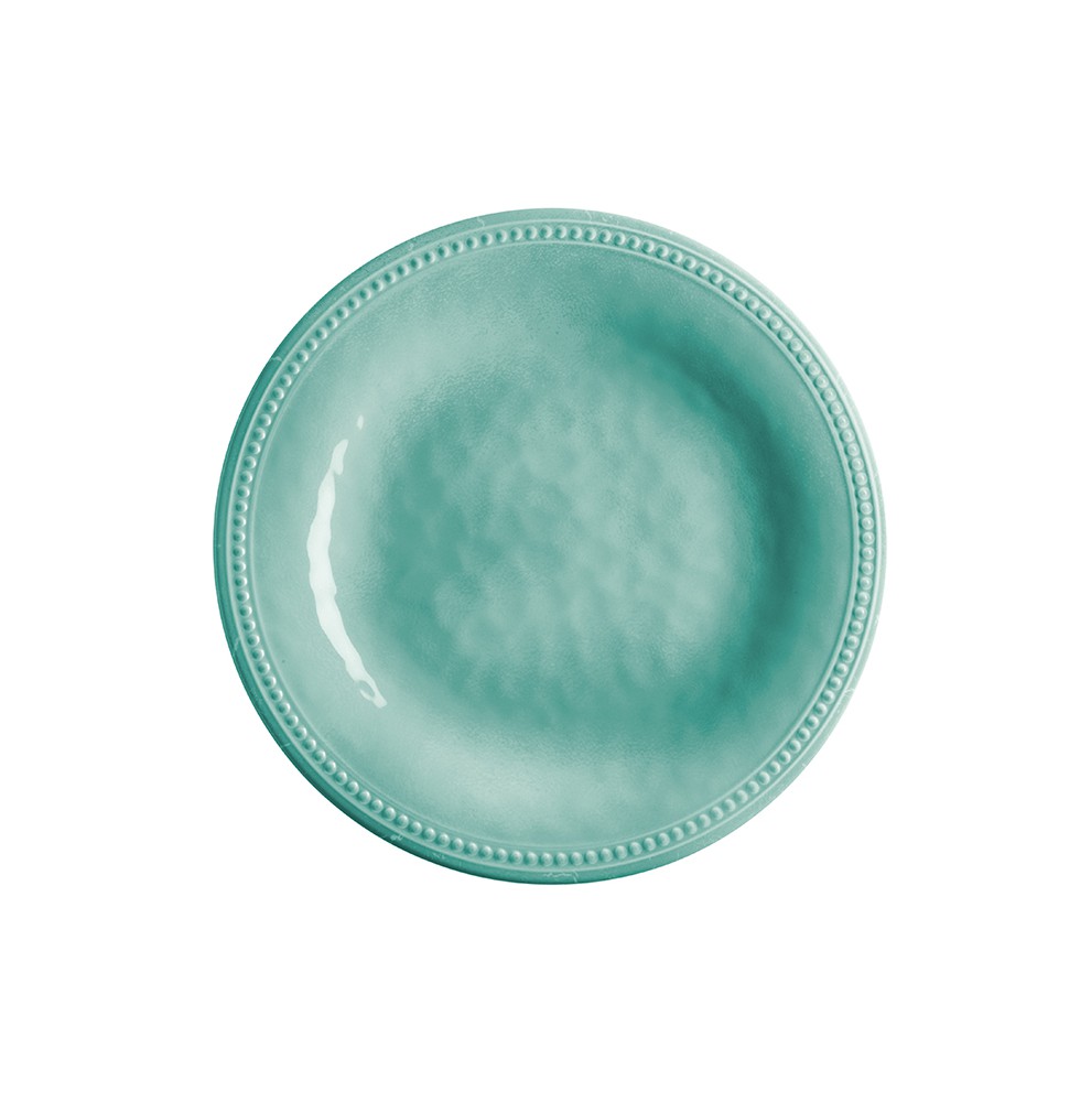 Service de 6 assiettes à dessert turquoise au contour perlé