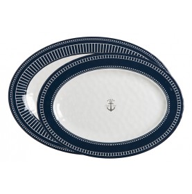 Set de 2 plateaux motif ancre et contour rayé