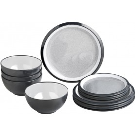 Pack vaisselle en mélamine pour 4 personnes impression granite