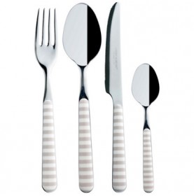 Set de 24 couverts en acier inoxydable et mélamine à rayures