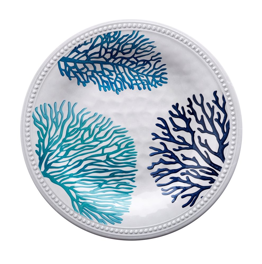 Grande assiette en mélamine décoré de motifs coraux