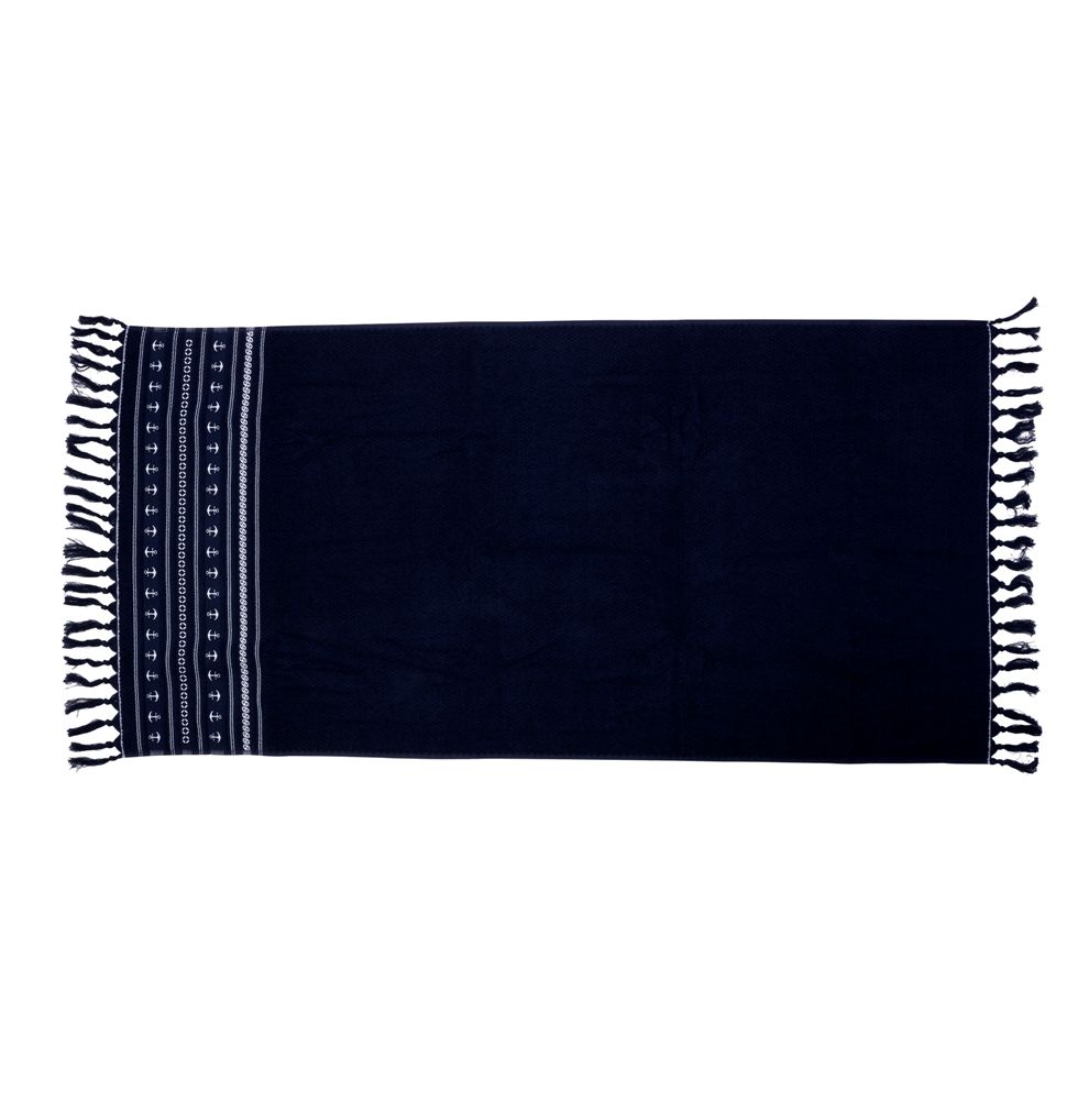 Serviette de plage en coton 100 x 180 cm bleu marine à franges