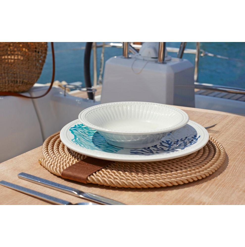 Grande assiette en mélamine décoré de motifs coraux