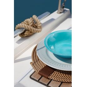 6 assiettes plates Ø 27cm turquoise au contour perlé