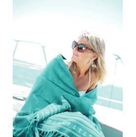 Serviette de plage 100 x 180 cm en 100 % coton bleu marine