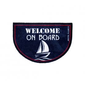 2 Paillassons demi-lune "Welcome on board" bleus et blancs