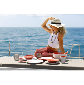 Grande assiette en mélamine décoré de motifs coraux