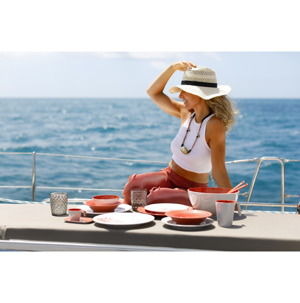 Grande assiette en mélamine décoré de motifs coraux
