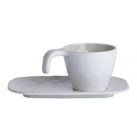 6 tasses expresso et soucoupes en mélamine aspect céramique - 6 coloris