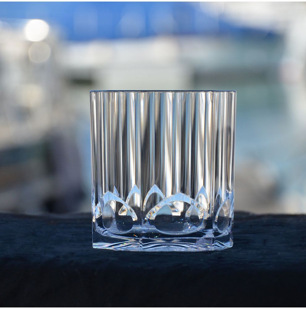 Verre à Whisky transparent à cannelures en tritan 35 cl
