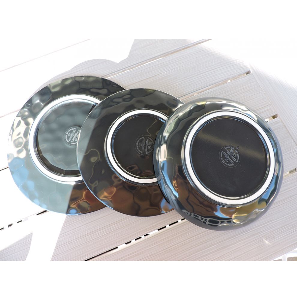 assiette creuse melamine incassable aspect grés gris bleuté