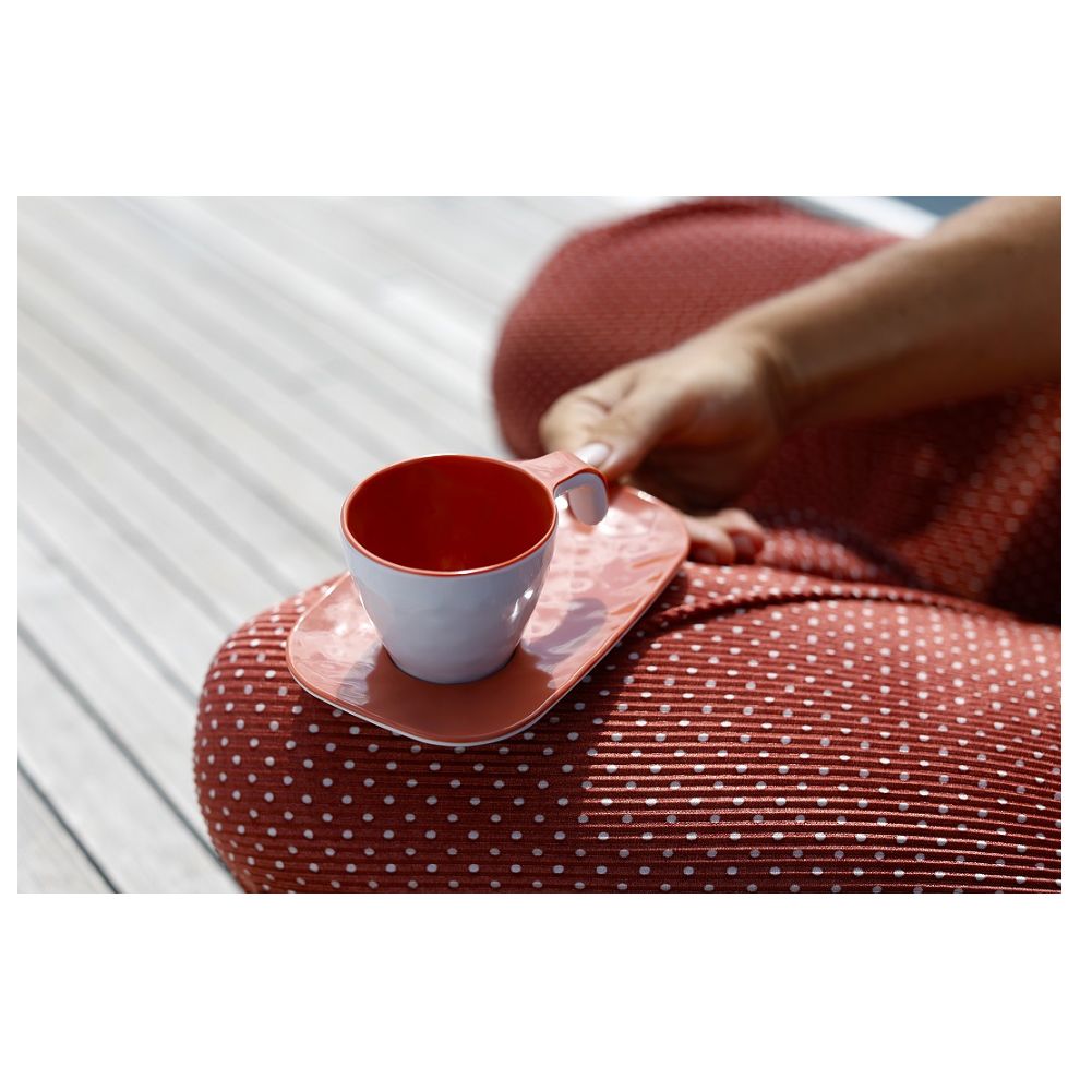 6 tasses expresso et soucoupes en mélamine aspect céramique - 6 coloris