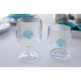 Lot de 6 verres à pied Ecozen incassable motif corail