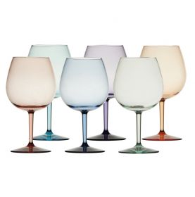 6 verres à pied haut forme ballon et base colorée en Ecozen