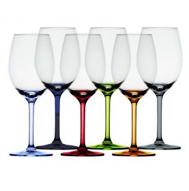 6 verres à vin avec pied mulitcolore antidérapants et incassables