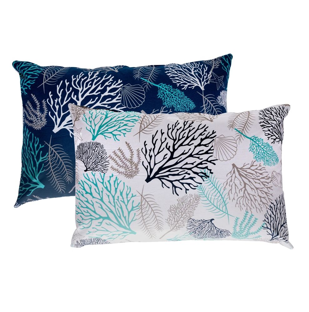 Lot de 2 oreillers avec motifs corallien réversibles - 2 tailles Lot de 2 oreillers avec motifs corallien réversibles - 2 tailles