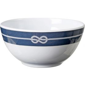 6 bols blancs/bleu marine en mélamine avec cercle antidérapant