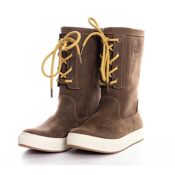 Bottes montantes imperméables marron pour bateau avec lacets