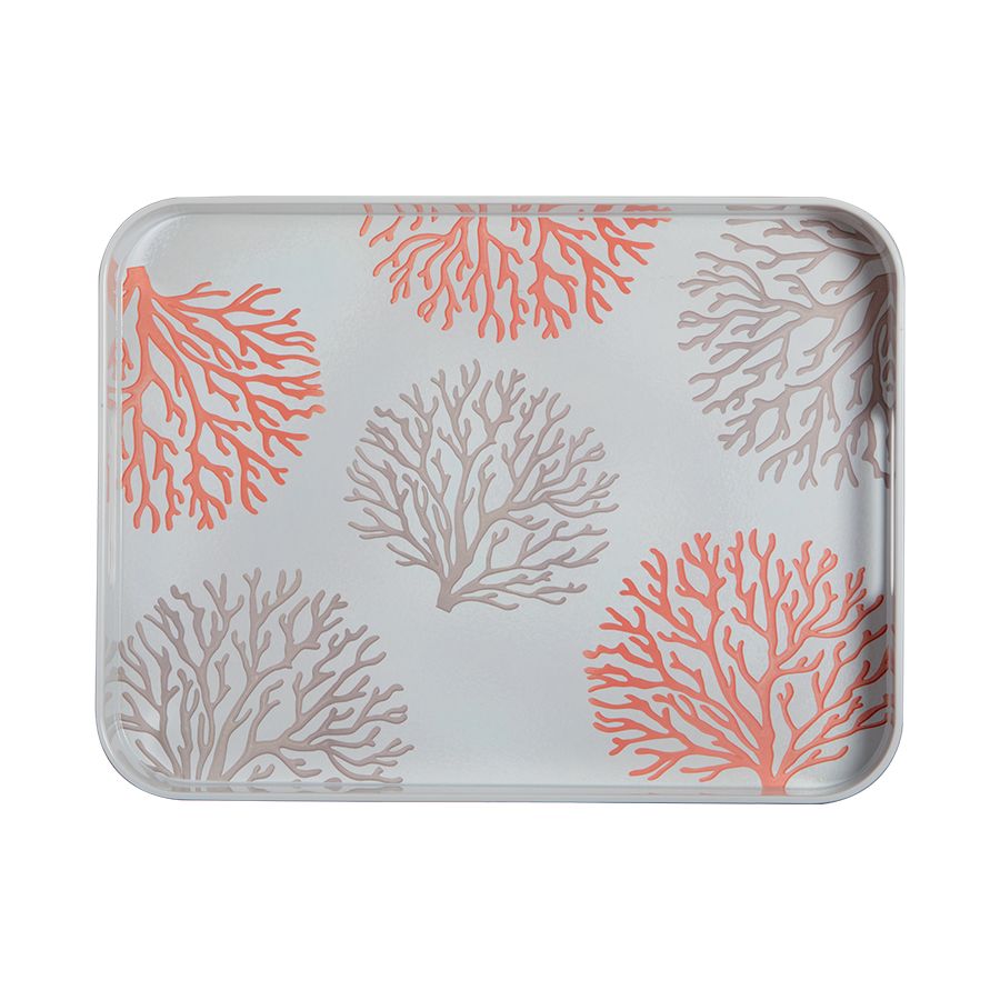 Plateau antidérapant avec rebord motifs coraux - 2 coloris