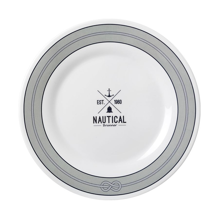 Assiette en mélamine antidérapante motif nautic Ø 21cm